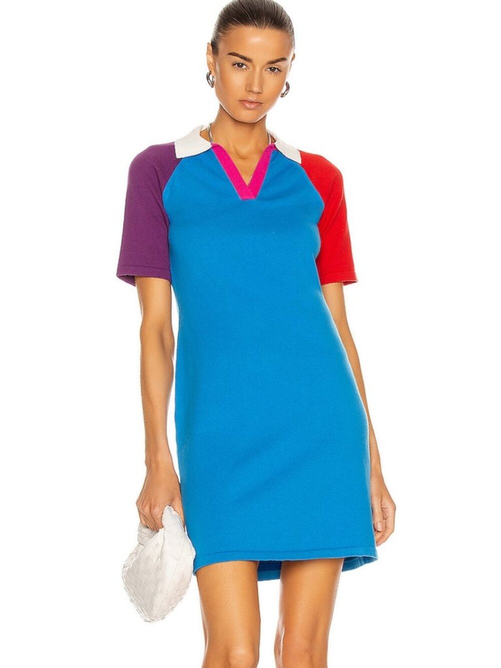 Victor Glemaud Color Block Polo Dress size L large cotton cashmere blue